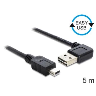 DELOCK Kabel EASY USB 2.0-A 90G gewinkelt > Mini USB 5 Pin Stecker/Stecker 5 m 8 - Bild 1 von 2