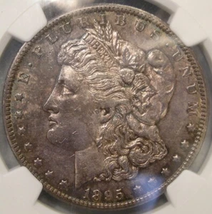 1895 O MORGAN SILVER DOLLAR SCARCE SEMI KEY BEAUTIFUL TONES NGC AU 55/58 DETAILS - Picture 1 of 5