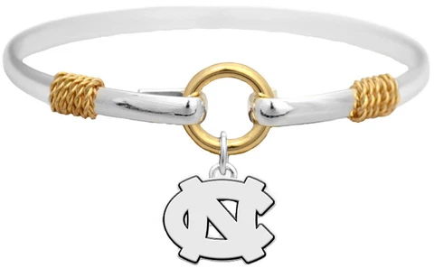 North Carolina Tar Heels Two Tone Silver Gold Cuff Bracelet Charm Jewelry UNC Cover