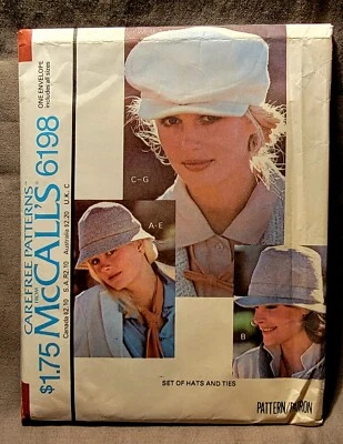 McCall's Cut Pattern #6198 Vintage Hats & Ties Carefree Patterns - Image 1 of 4