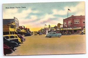 Taylor Texas Main Street Autos Vintage Linen Unposted D318 - Picture 1 of 2