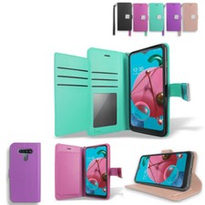 For Straight Talk LG K31 Rebel Leather Double Wallet Flip Folio Stand Case Cover