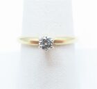 14K Yellow Gold ~1/5C Round Diamond (6) Prong Solitaire Ring Size 8.25