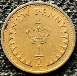 1973 UK 1/2 New Penny Coin XF #X244 - Picture 1 of 2
