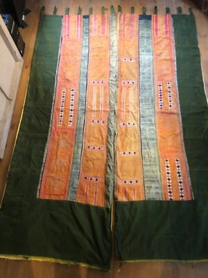 broderie Hmong paire de rideaux - Photo 1/4