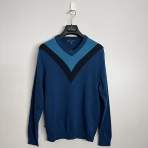 NWOT Boys Brooks Brothers V-Neck Sweater Blue Navy Teal Color Block Medium - Picture 1 of 4