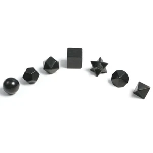 Natural Crystal Black Shungite Platonic Solids Sacred Geometry Set Meditation - Picture 1 of 19