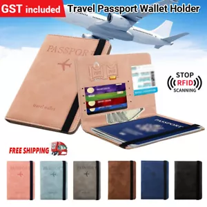 Slim Travel Passport Card Wallet Holder Cover RFID Blocking Leather Purse Case - Picture 1 of 12