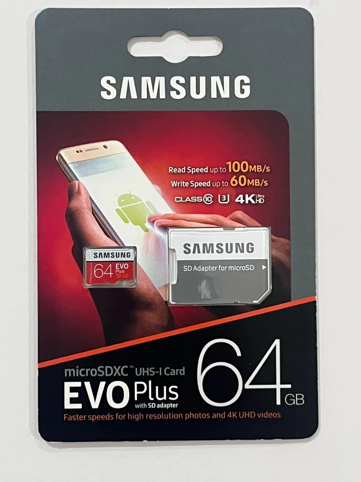 New Samsung EVO Plus 64GB MicroSD Micro SDXC Memory Card MB-MC64GA/AM - Image 1 of 3