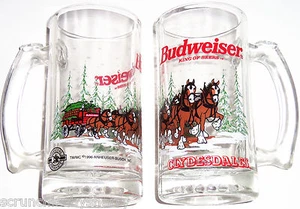 Budweiser Biersteine Clydesdales Pferde Becher Glas 1996 Vintage - Bild 1 von 1
