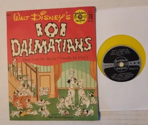Walt Disney Yellow 78 RPM "101 Dalmations" with Picture Sleeve Golden Records - Imagen 1 de 2