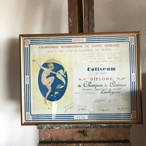 tableau N59 magnifique diplome de danses moderne 1930 signature mistinguette - Foto 1 di 7