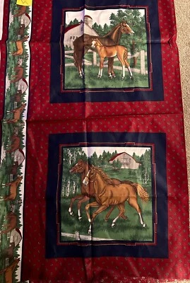 4 Pillow Panels Fabric Cotton Horses Cats Christmas Trees More Pillows Decor - Image 1 of 4