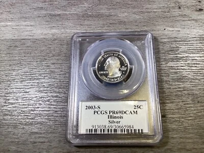 2003 S Washington Silver Proof Quarter Graded PCGS PR69 DCAM Illinois 03242204tk - Image 1 of 4