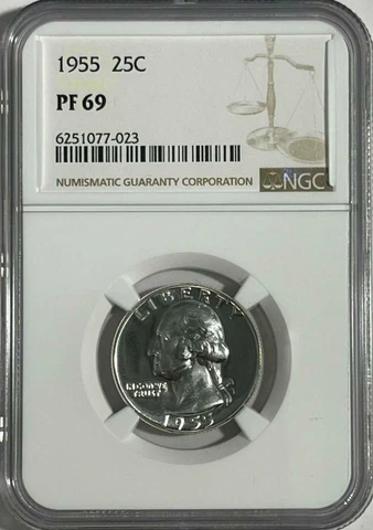 1955 Washington Quarter NGC PF 69 * WOW! Price Guide $350 * Free Shippimg Cover