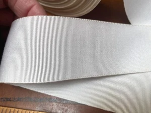 vintage grosgrain cotton rayon ribbon reversible 1 1/2" trim 1yd cream white USA - Picture 1 of 3
