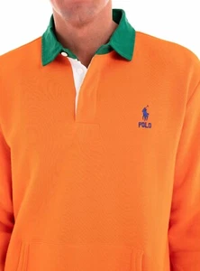 NEW TAGGED RALPH LAUREN EXTRA LARGE ORANGE GREEN RUGBY SWEATSHIRT JERSEY - Picture 1 of 5