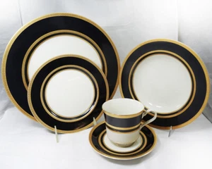 AMBASSADOR BLACK by Mikasa 5 Piece Place Setting NEW NEVER USED made in Japan - Picture 1 of 24