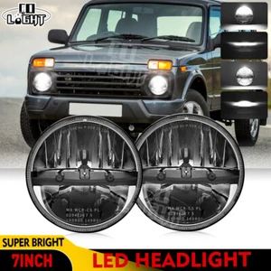 Faro LED redondo Angel Eyes intermitente luz de carretera E24 para Lada Niva H6024 7 pulgadas - Imagen 1 de 10