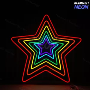 Customizable Rainbow Pride Star Neon Signs - 23inch Size - Picture 1 of 4