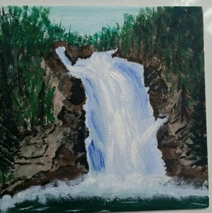 6 x 6 Original Acrylic Painting "Hidden Falls" - Picture 1 of 1