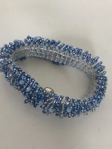 Bracelet Blue Clear Seed Fashion Jewelry Bead Magnet Bracelet stackable 6” - Picture 1 of 5