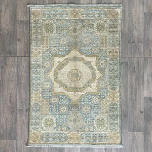 150 x 96cm Vintage Handmade Afghan Carpet Mamluk Hand Knotted Oriental Wool Rug - Picture 1 of 24
