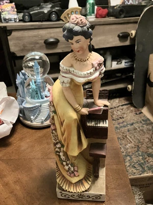 COLLECTIBLE CYRUS NOBLE MINE DECANTER BY HAAS BROTHERS "PIANO GIRL". RARE EMPTY - Image 1 of 2