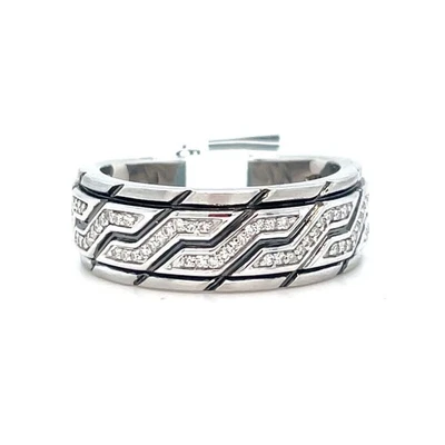 Anillo de diamantes esmaltados negros de plata de ley 925 para hombre 7,70 g 0,2 quilates talla 10 Foto 1 de 4