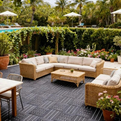 Terrassenfliesen 30x30cm WPC Fliese Terrasse Klickfliese Balkonfliesen Dielen - Bild 1 von 4