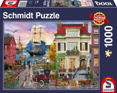 SCHMIDT SPIELE GMBH Schiff im Hafen. 1.000 Teile | Erwachsenenpuzzle | Spiel | Brettspiel | 58989