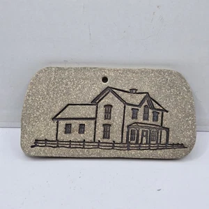 Studio Art Pottery Wall Plaque Pressed F Earthtone Stone Ornament Handmade  - Picture 1 of 19