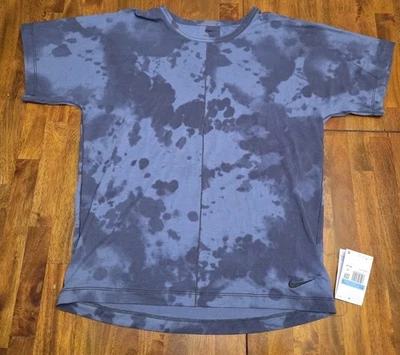 New Nike Yoga DRI-FIT T-Shirt Mens Medium Blue Tie Dye DX0922-015  $70 - Image 1 of 4