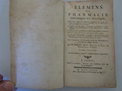 Elémens de pharmacie théorique et pratique / Baumé / 1769 Tome second avec carte - Photo 1/4