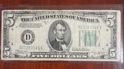 1934 B $5 Cleveland Federal Reserve Note Raw Circulated - Image 1 of 2
