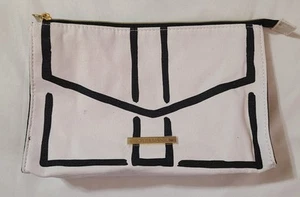 Estee Lauder Make-up Kosmetiktasche weiß schwarz Canvas tragbar Reisetasche Reißverschluss - Bild 1 von 8