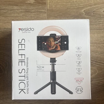 Yesido Wireless Ring Light Selfie Stick Tripod Monopod Pole Phone iPhone Samsung - Image 1 of 4