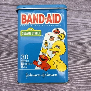 Vintage 1992 SESAME STREET BAND-AID Container Empty Metal Band Aid Tin RARE HTF! - Picture 1 of 7