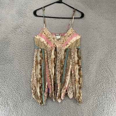 Fairy Rave Y2K Tank Feminino Grande Boho Patchwork Alça de Espaguete Vintage Babydoll - Imagem 1 de 4