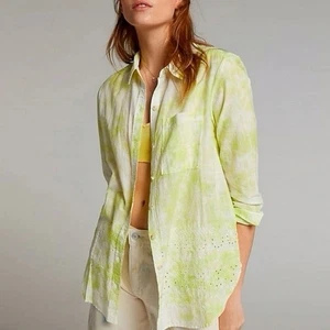 ANTHROPOLOGIE PILCRO CATE Button Down Aquarell Shirt Top Zitronengelb XL - Bild 1 von 10