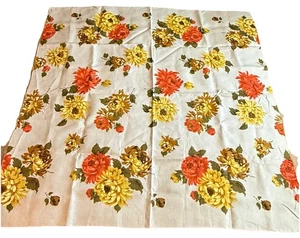 De Colección Otoño Otoño Retro Mantel Rosas Naranja Amarillo Mamás Caléndulas Algodón 52x51 - Imagen 1 de 7