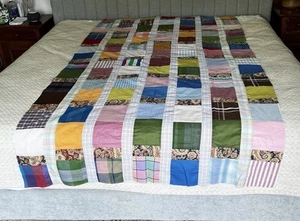 Vintage Quilt Top unfinished Block Patchwork Vintage Fabrics 91x49” Multi Color - Picture 1 of 11