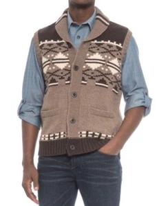 Pendleton 1920 Cardigan Sweater Vest - Sleeveless Men in Grey/Brown XL - Picture 1 of 10