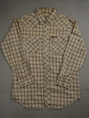 Camisa DE COLECCIÓN Lee Para Hombres Grande Bronceada Perla Occidental A Presión Colas Extra Largas Vaquero EE. UU. Foto 1 de 4