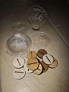 10 Tischnummern Tischnummernaufsteller Plexiglas Holz Set - Bild 1 von 1