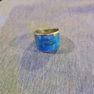 Circle J W Ring USSize Native American Jewelry Turquoise Silver 925 - Picture 1 of 7