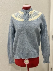 Suéter de Colección Woolrich Mujer 100% Lana Fair Isle Pequeño Pullover Azul Claro - Imagen 1 de 8