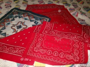 Vintage 7 Bandana Lot Made In USA Cotton~ USA Different Patterns - Picture 1 of 7