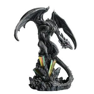 Fantasy Drachen Statue Gothic Drache mit Kristall Sammelfigur Deko... - Bild 1 von 7