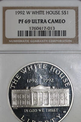 1992-W US Mint White House Commem. 90% Silver Dollar NGC PF 69 UC (1760417-013) - Image 1 of 4